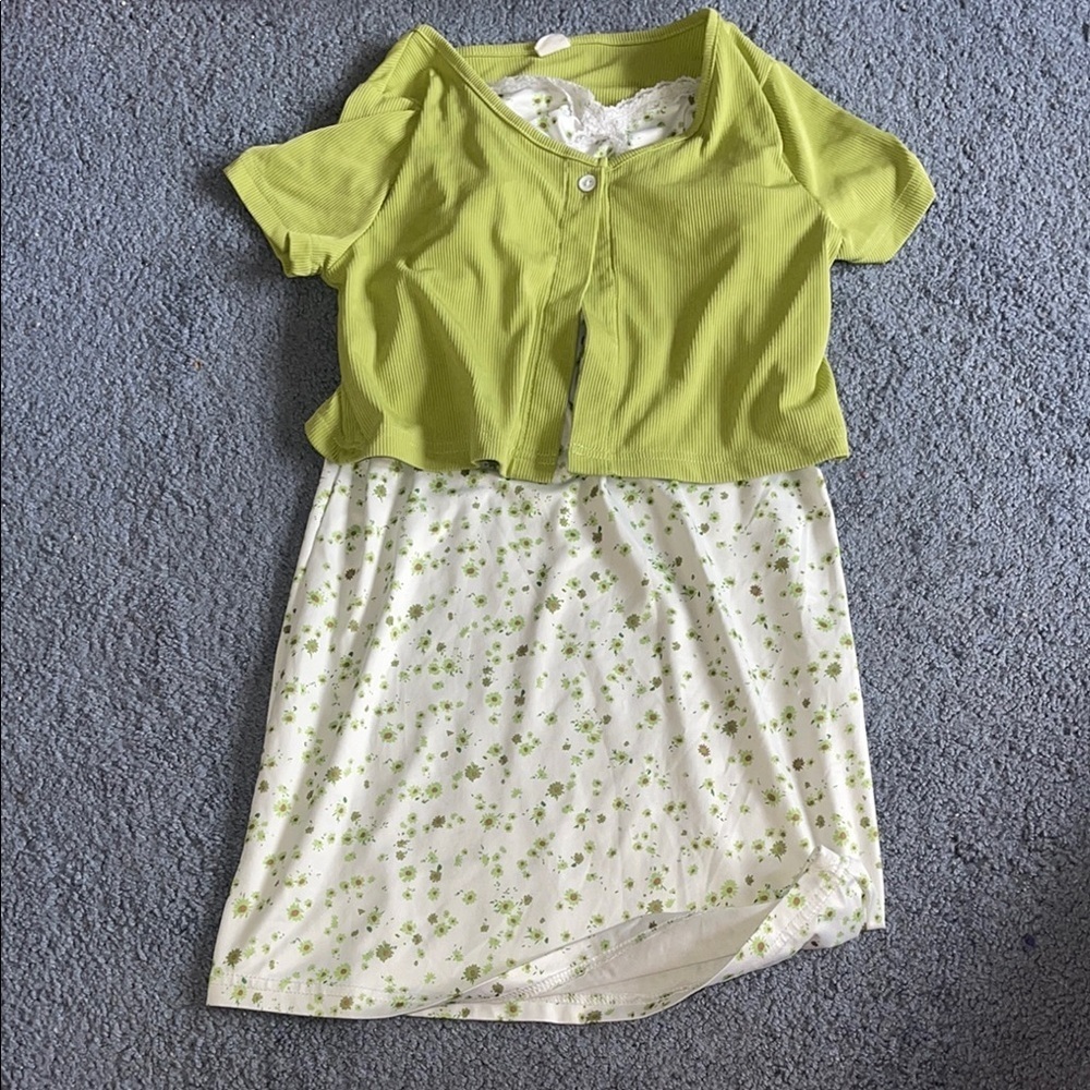 Green and White Kids Dress